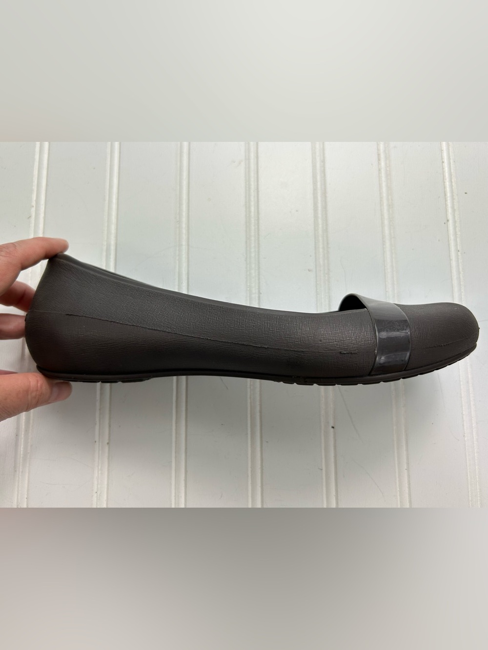 CROCS Shoes Women’s Blackish Brownish Ballet Flat Glossy Strap Size 9